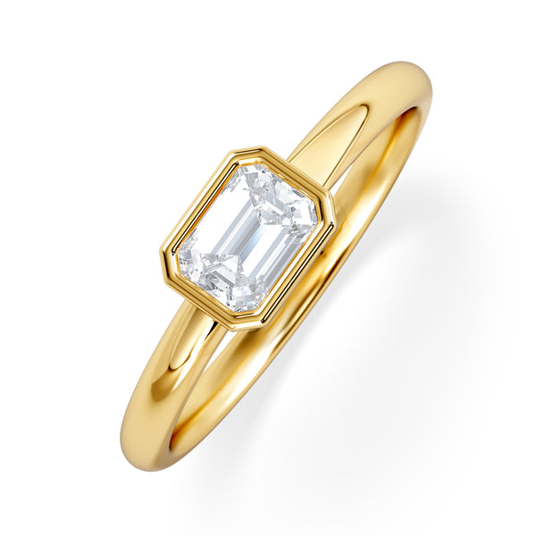 Horizon Emerald Cut Lab Diamond Solitaire Ring 0.50ct H/SI in 9K Gold